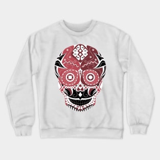 crimson black sugar skull ecopop with a dangerous smile in mexican pattern design Crewneck Sweatshirt